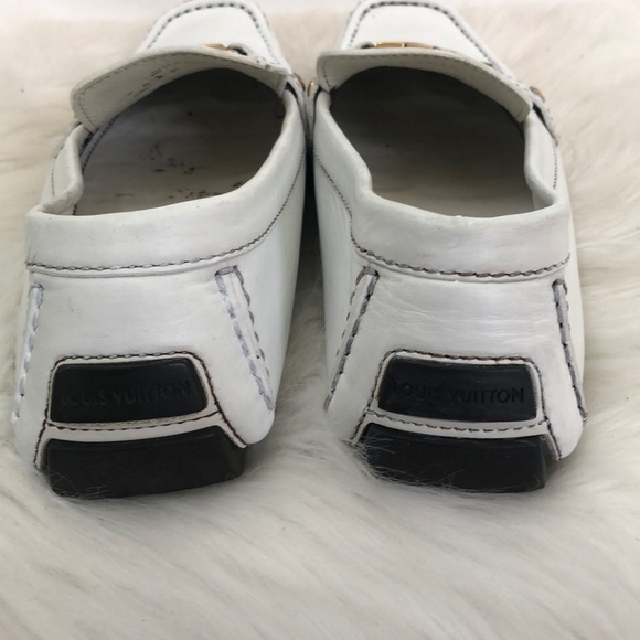 Louis Vuitton Mens White Leather Slip-On Low Top Loafer Shoes Size 13 - Picture 5 of 8